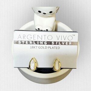 Argento Vivo White Teardrop Huggie Hoops Gold Earrings Women's Jewelry NWT